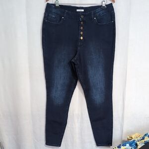 M Jeans by Maurices Dark Wash Button Fly Jeggings Size Large